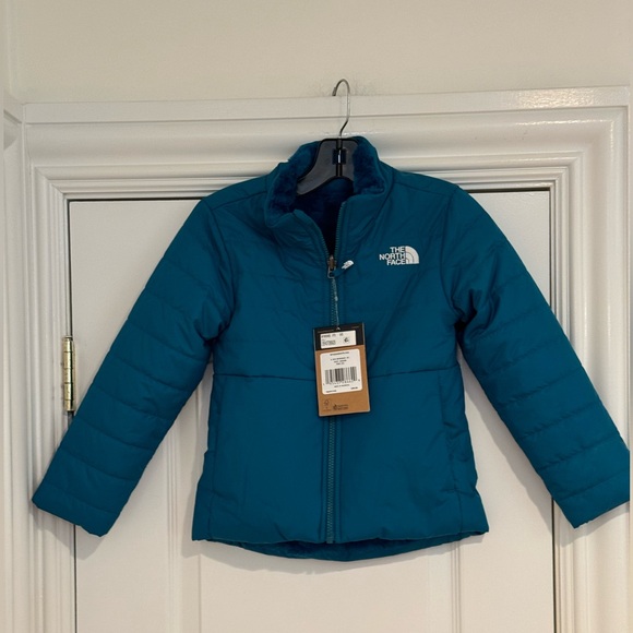NWT North Face Girls Mossbud Reversible Jacket in Deep Lagoon Size XXS (5) - Picture 2 of 8